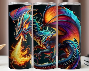 Dragon Tumbler Wrap,Dragon Breathing Fire,Sublimation Designs,Straight And Tapered Tumbler Wrap,20oz Skinny Tumbler Wrap,Tumbler 20oz Mockup