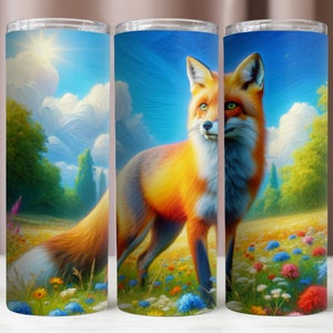 Tumbler Wrap Fox,Fox Tumbler 20Oz Wrap Digital File,Fox Oil Paint Sublimation Design,Straight And Tapered Tumbler Wrap,Tumbler 20oz Mockup