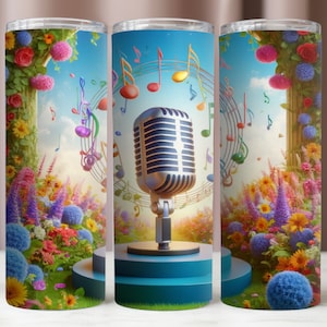 Tumbler Wrap Music, Microfone Vocal Tumbler Wrap 20Oz,Design de Sublimação,Download Digital Instantâneo PNG,20Oz Tumbler Mockup,300 DPI Arquivos PNG