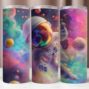 Astronaut Tumbler Wrap, Space Art 20Oz Tumbler Wrap, Sublimationsdesign, sofortiger digitaler Download PNG, 20oz Skinny Tumbler, 300 DPI Digitale Dateien