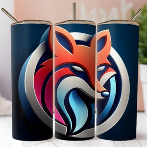 Fox Tumbler Wrap,3D Colorful Fox Logo Wrap Tumbler 20Oz,Fox Sublimation Design,Tumbler 20Oz Digital,Instant Download PNG,20Oz Skinny Tumbler
