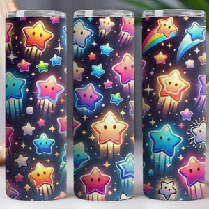 Star Night beker wrap, schattige ster beker png, kleurrijk stersublimatieontwerp, beker 20 oz digitaal, instant download png, 20 oz magere beker