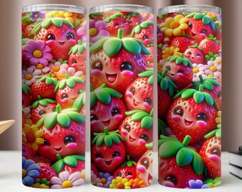Strawberry Tumbler Wrap,Cute strawberry Sublimation Tumbler 20oz Designs,Tumbler Wrap Digital,PNG Instant Download,Tumbler PNG Bundle
