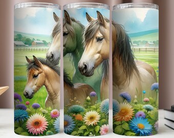 Envoltório de copo de cavalo, Copo de cavalo 20 onças, Copo PNG da família de cavalos, Design de sublimação, Envoltório de copo de pônei 20 onças, download instantâneo, arquivo PNG de cavalo