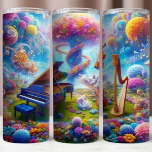 Music Tumbler Wrap,Musical Instruments 20Oz Tumbler PNG,Colorful Sublimation Tumbler Design,20Oz Skinny Tumbler,Instant Digital Download PNG