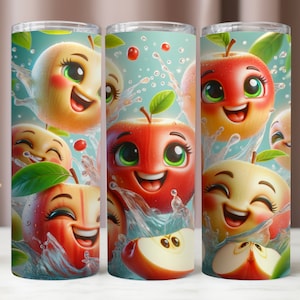 Envoltório de copo de maçãs, design de sublimação de maçãs fofas, Apple PNG, copo digital de 20 onças, download instantâneo, envoltório de copo PNG, copo magro de 20 onças