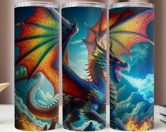 Flying Dragon Tumbler Wrap, 20oz Skinny Tumbler Sublimation Design (Digital Download)