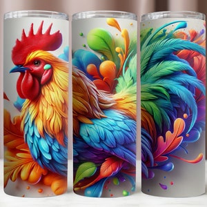 Tumbler Wrap Chicken,3D Colorful Chicken Tumbler 20Oz PNG,Instant Digital PNG Download,Tumbler Sublimation Designs,Tumbler 20Oz Mockup