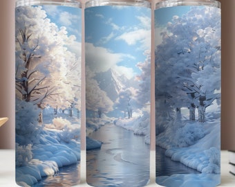 Snowy Landscape Tumbler Wrap,Winter 20Oz Tumbler Wrap,Sublimation Design,Instant Digital Download PNG,20Oz Tumbler Mockup,300 DPI PNG File