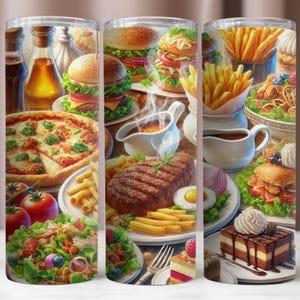 Tumbler Wrap Lebensmittel, Restaurant Tumbler Wrap, Lebensmittel Tumbler 20Oz PNG, sofortiger digitaler PNG Download, Lebensmittel Sublimationsdesign, Tumbler 20Oz Mockup