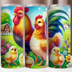 Farm Chickens Tumbler Wrap,Chicken Family Tumbler 20Oz PNG,Sublimation Design,Tumbler 20Oz Digital,Instant Download PNG,20Oz Skinny Tumbler