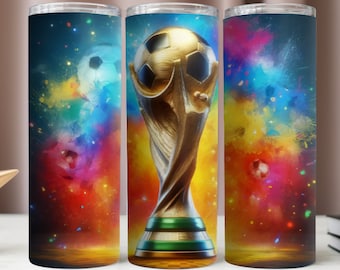 Tumbler Wrap Soccer,Soccer Trophy Digital PNG,Sublimation Design,Colorful Tumbler 20Oz Wrap,20Oz Skinny Tumbler,Instant Digital Download PNG