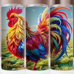 Chicken Tumbler Wrap,Colorful Chicken Tumbler 20Oz PNG,Sublimation Designs,Tumbler 20Oz Digital,Instant Download PNG,20Oz Skinny Tumbler