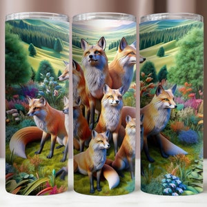 Foxes Tumbler Wrap,Foxes In Nature Tumbler 20Oz Design,Fox 20Oz Tumbler Instant Digital Download File,20Oz Skinny Tumbler,Sublimation Design