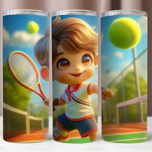Tumbler Wrap Süßes Tennis, Tennis PNG, Junge, der Tennis Tumbler Wrap 20Oz spielt, Sublimationsdesign, sofortiger digitaler Download PNG, 20Oz Tumbler Mockup