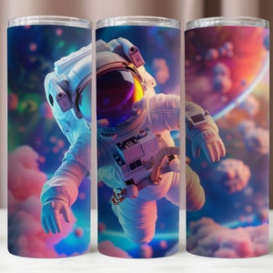 Envoltura de vaso con astronauta, diseño PNG de arte de astronauta 3D, vaso digital de 20 oz, diseño de sublimación, descarga digital instantánea PNG, maqueta de vaso de 20 oz
