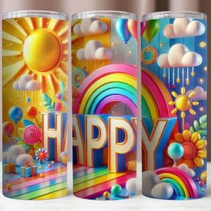 Happy Tumbler Wrap, Happiness-beker 20 oz png, vrolijke png, sublimatieontwerp, beker 20 oz digitaal, instant download png, 20 oz magere beker