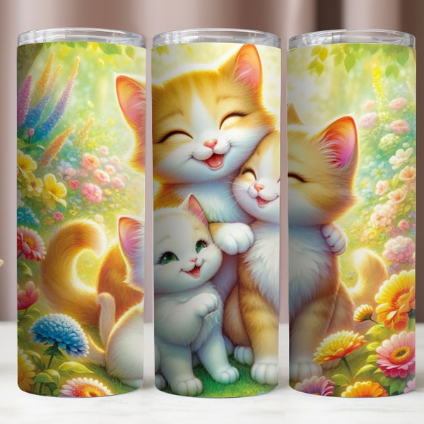 Tumbler Wrap Cat,Cute Cats Tumbler Wrap,Kitten Tumbler PNG,Sublimation Designs,Instant Digital Download PNG,20oz Tumbler Mockup,Cats PNG