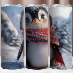 Tumbler Wrap Cute Penguin,Baby Penguin Tumbler PNG,Sublimation Design,Instant Digital Download PNG,20oz Tumbler Mockup,300 DPI Digital Files
