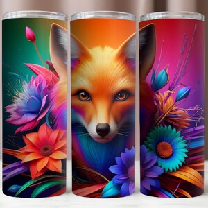 Fox Tumbler Wrap,Fox 20Oz Tumbler Wrap,Fox Colorful Sublimation Design,Instant Digital Download PNG,20Oz Tumbler Mockup,300 DPI PNG Files