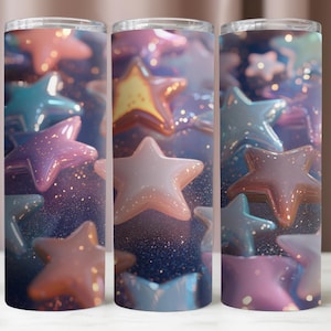 Gobelet enveloppant étoiles, étoiles 3D 20 oz PNG, belles étoiles PNG Design, téléchargement PNG numérique instantané, motifs par sublimation, maquette de gobelet 20 Oz