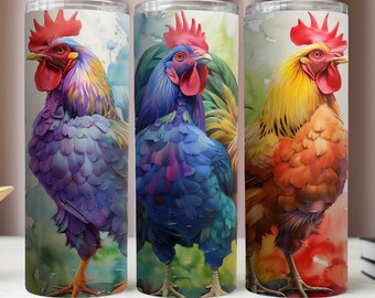 Chickens Tumbler Wrap,Colorful Chickens Tumbler 20Oz PNG,Sublimation Designs,Tumbler 20Oz Digital,Instant Download PNG,20Oz Skinny Tumbler