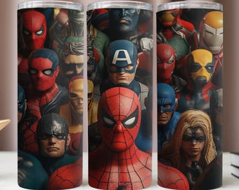 Superheldenbeker wrap, comics 20 oz skinny beker, png (digitale download)