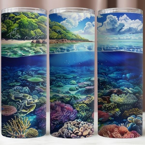 Coral Reef Tumbler Wrap,Great Barrier Reef Tumbler Wrap,Sublimation Design,Instant Digital Download PNG,20Oz Tumbler Mockup,300 DPI PNG File