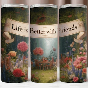 Tumbler Wrap For Friends,Friends Gift Flowers Tumbler Wrap,Friendship Tumbler 20Oz Sublimation Design,Instant Download,300 DPI Digital PNG