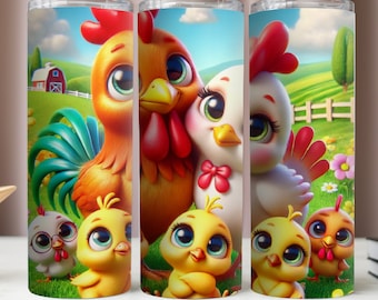 Farm Chicken Family Tumbler Wrap, Sublimation Design (Digital Download)