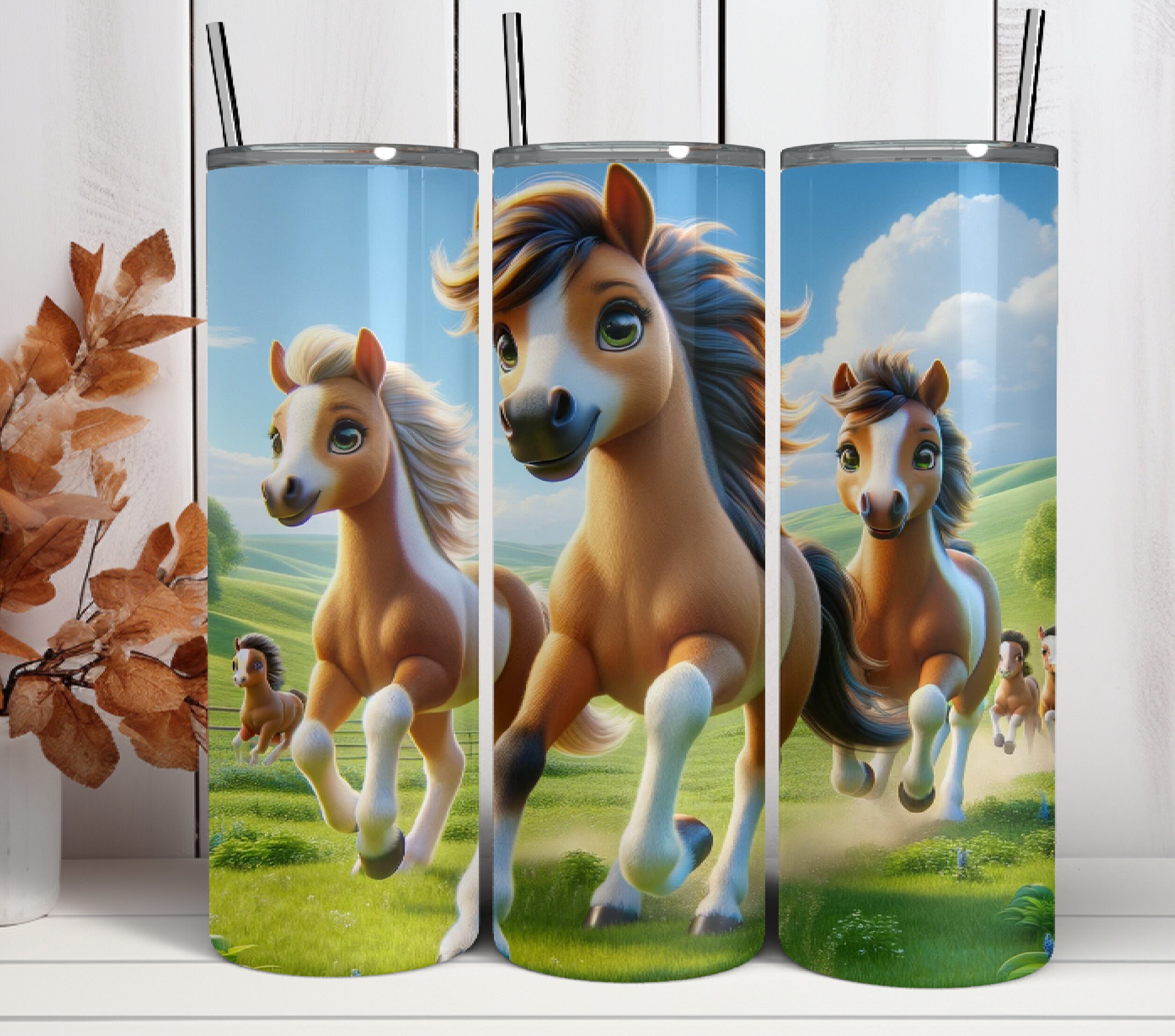 20oz Tumbler Wrap Horses,cute Horse PNG Designs,pony Sublimation Design ...