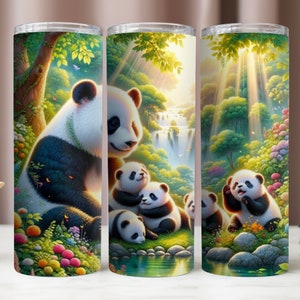 Tumbler Wrap Panda, Pandas fofos em uma selva Tumbler Wrap, Baby Pandas PNG,Designs de sublimação,Download digital instantâneo PNG,20oz Tumbler Mockup