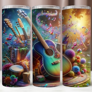 Tumbler Wrap muziek, muziekinstrumenten Tumbler Wrap, sublimatieontwerp, instant digitale download png, 20 oz beker mockup, 300 dpi png-bestanden