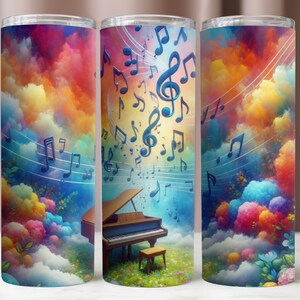 Tumbler Wrap Piano,Piano Musical Notes 20Oz Tumbler PNG,Colorful Sublimation Tumbler Design,20Oz Skinny Tumbler,Instant Digital Download PNG