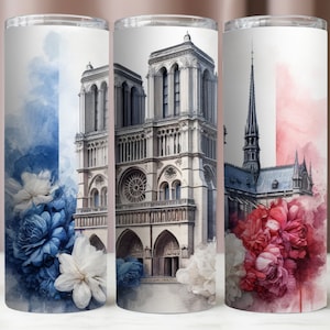 Enveloppe de verre de la cathédrale Notre-Dame, monument de Paris PNG, maquette de verre 20 oz, conception PNG France, verre maigre 20 oz, fichier en téléchargement numérique instantané