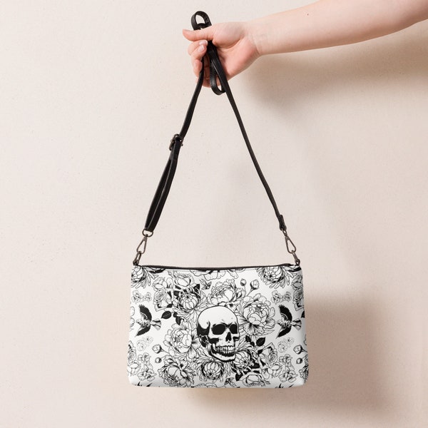 The Bone Garden white crossbody bag, goth purse, alt clothing, emo clothing, alternative fashion