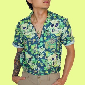 Green Pastel Goth Shirt, Unisex Button-up Shirt, Magic Mushrooms, Alt Clothing, Alt Fashion, Stoner Shirt