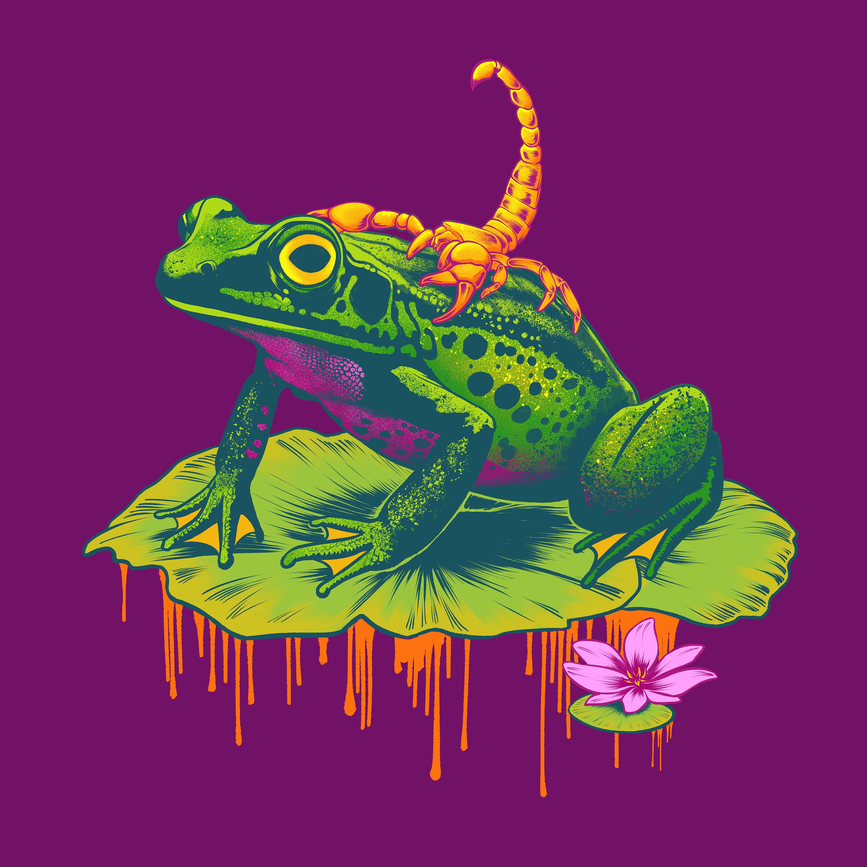 Scorpion and the Frog Art Print, Canvas Wall Art, Frog Wall Art