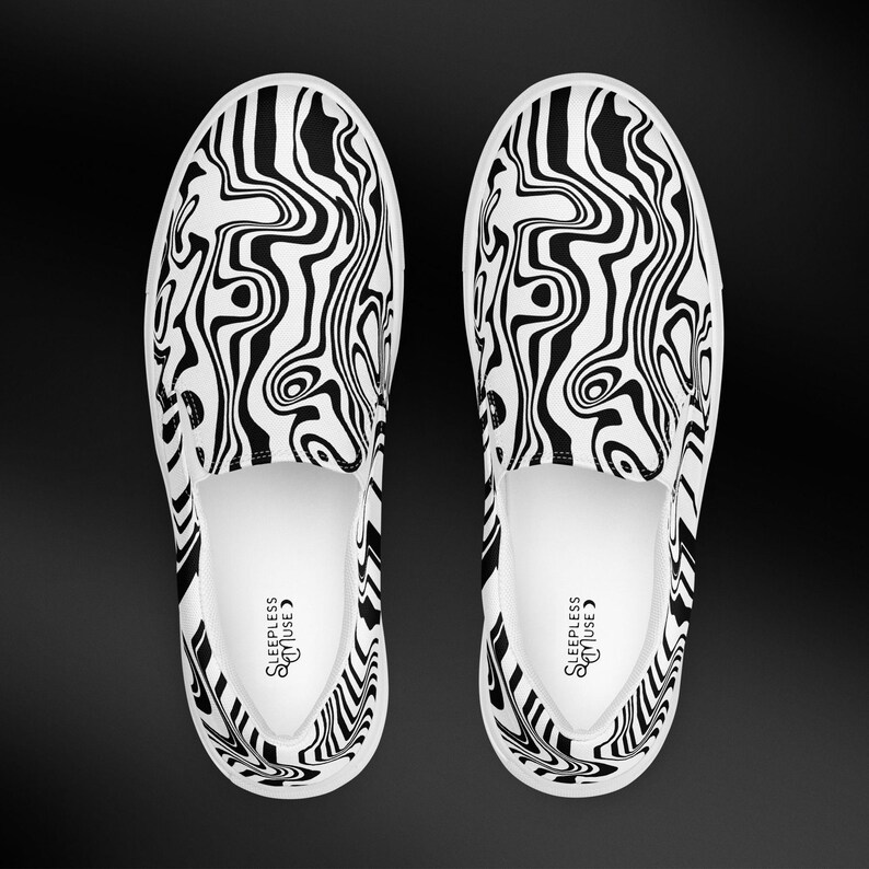 Men’s Psychedelic Pattern Slip-on Canvas Shoes, Custom Vans Shoes, Punk ...