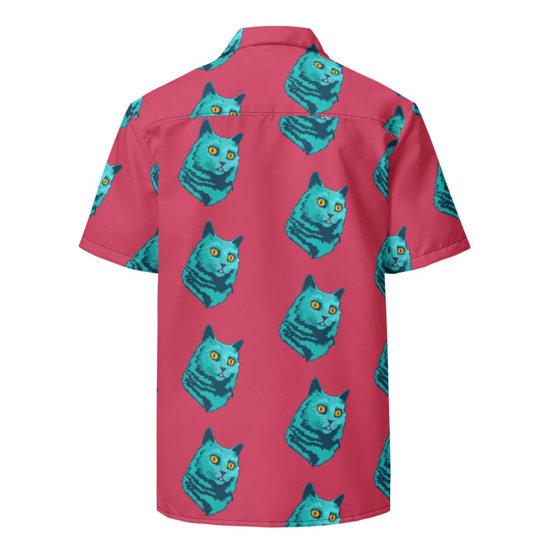 BLEP Pink button down, pink button up shirt, cat dad shirt, weirdcore, shirts that go hard image 4