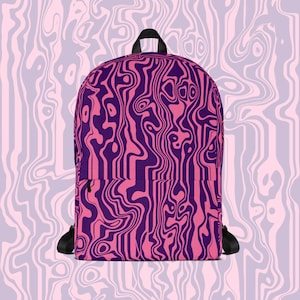 Raspberry Pink Laptop Bag, Commuter Backpack for Work, Rave Backpack for Festivals, Psychedelic Bag