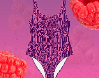 Raspberry Fizz One-Piece Swimsuit, purple swimsuit, ethical swimwear, resort wear, sexy swimsuit