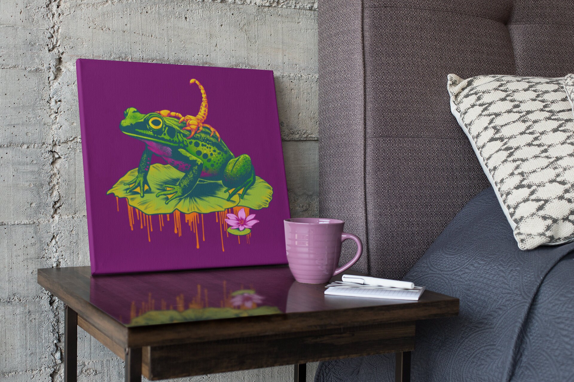 Scorpion and the Frog Art Print, Canvas Wall Art, Frog Wall Art