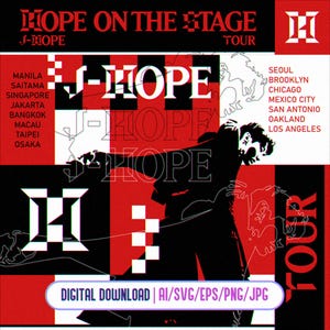 JHope Hope On The Stage Tour Pattern Ai, Eps, Png, Jpg, Svg Decalcomania stampabile File vettoriali per Cricut e Silhouette Cameo