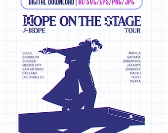 JHope Hope On The Stage Tour Ai, Eps, Png, Jpg, Svg Wydrukowalne pliki wektorowe naklejki dla Cricut i Silhouette Cameo
