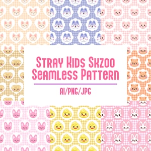 Seamless Stray Kids SKZ SKZoo Pattern Customizable Designs for Prints, DIY Projects, Crafts, Design Work & More!