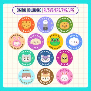 Siebzehn Miniteen Aufkleber und Button Pin Designs Anpassbare Designs für Drucke, DIY-Projekte, Handwerk, Design-Arbeit und mehr!