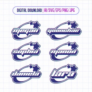 Katseye Y2k Style Names Ai, Eps, Png, Jpg, Svg Printable Decal Vector files for Cricut and Silhouette Cameo