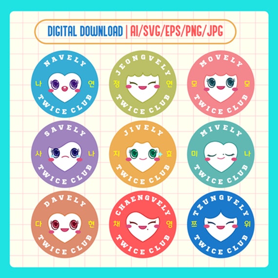 TWICE Lovely Sticker and Button Pin Designs Customizable Designs