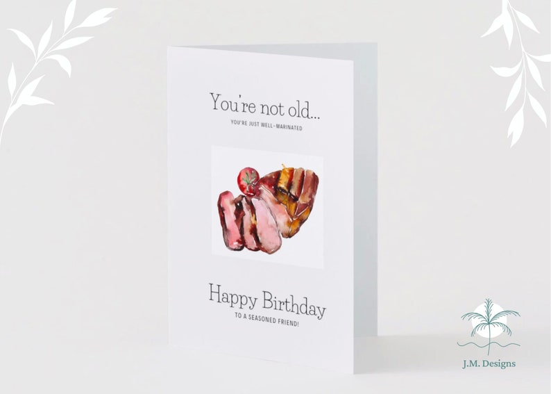 Printable Happy Birthday Card, Digital Download Steak Birthday Card, 5x7 Greeting Card, Cute ...